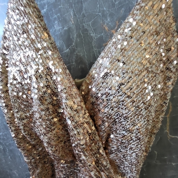 Kalinnu's Gown,‎ For Formals, Proms, Etc.  Rose Gold Sequins, Dress Size (S) - Picture 13 of 15